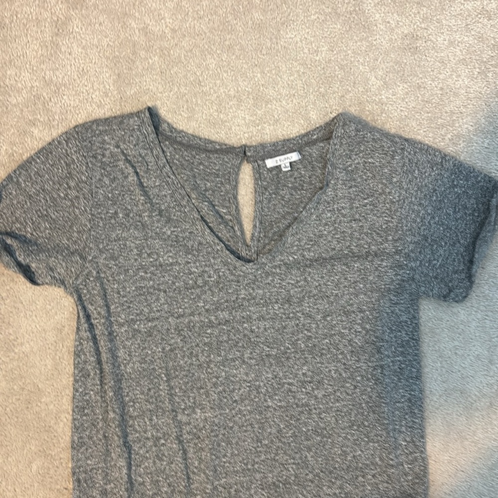 Z Supply L heather gray shorts romper - Picture 2 of 6